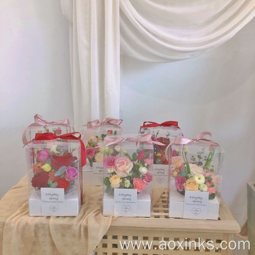 Transparent Flower Box Packaging Bouquet With Pvc Window